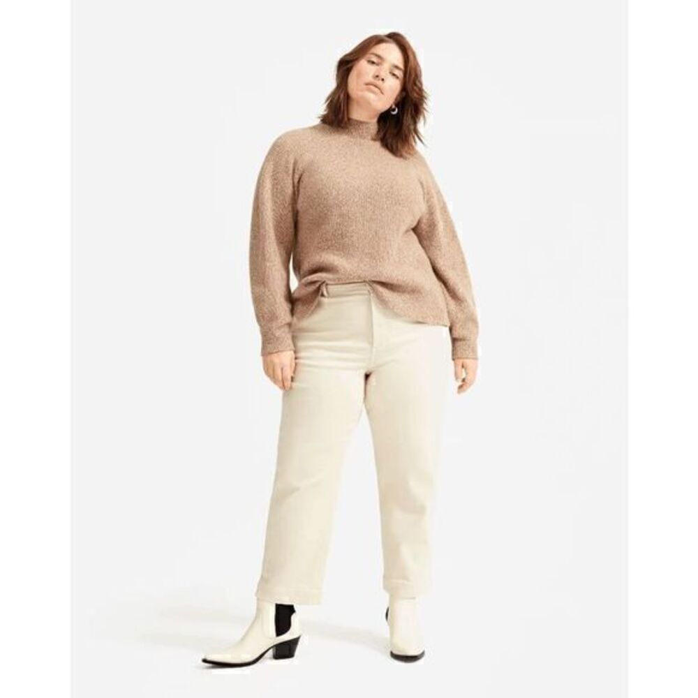 Everlane Womens Cream Sandstone The Straight Leg Crop Pants Size 14